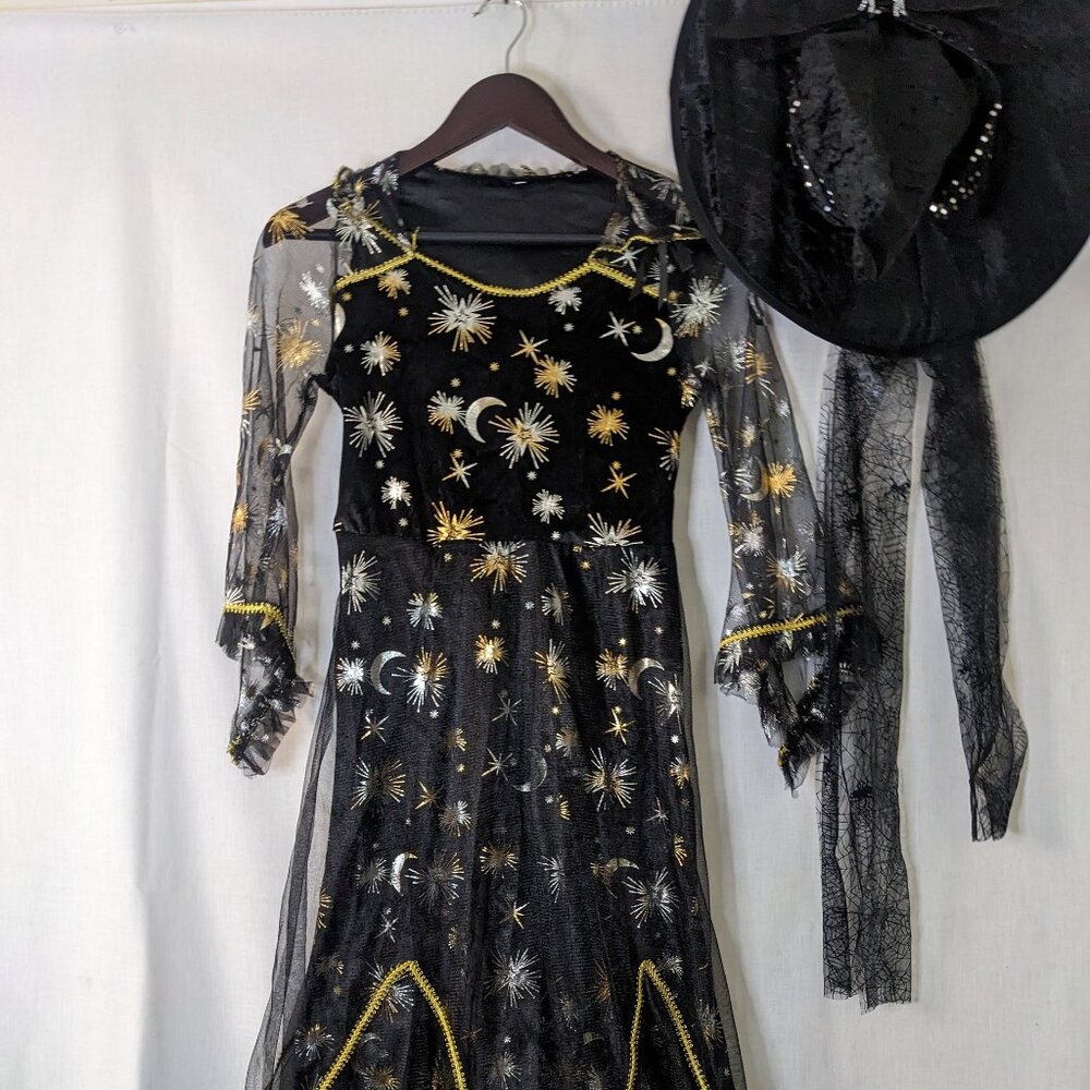 Girls Costume Hooded Spider Witch with Hat Size 10-12